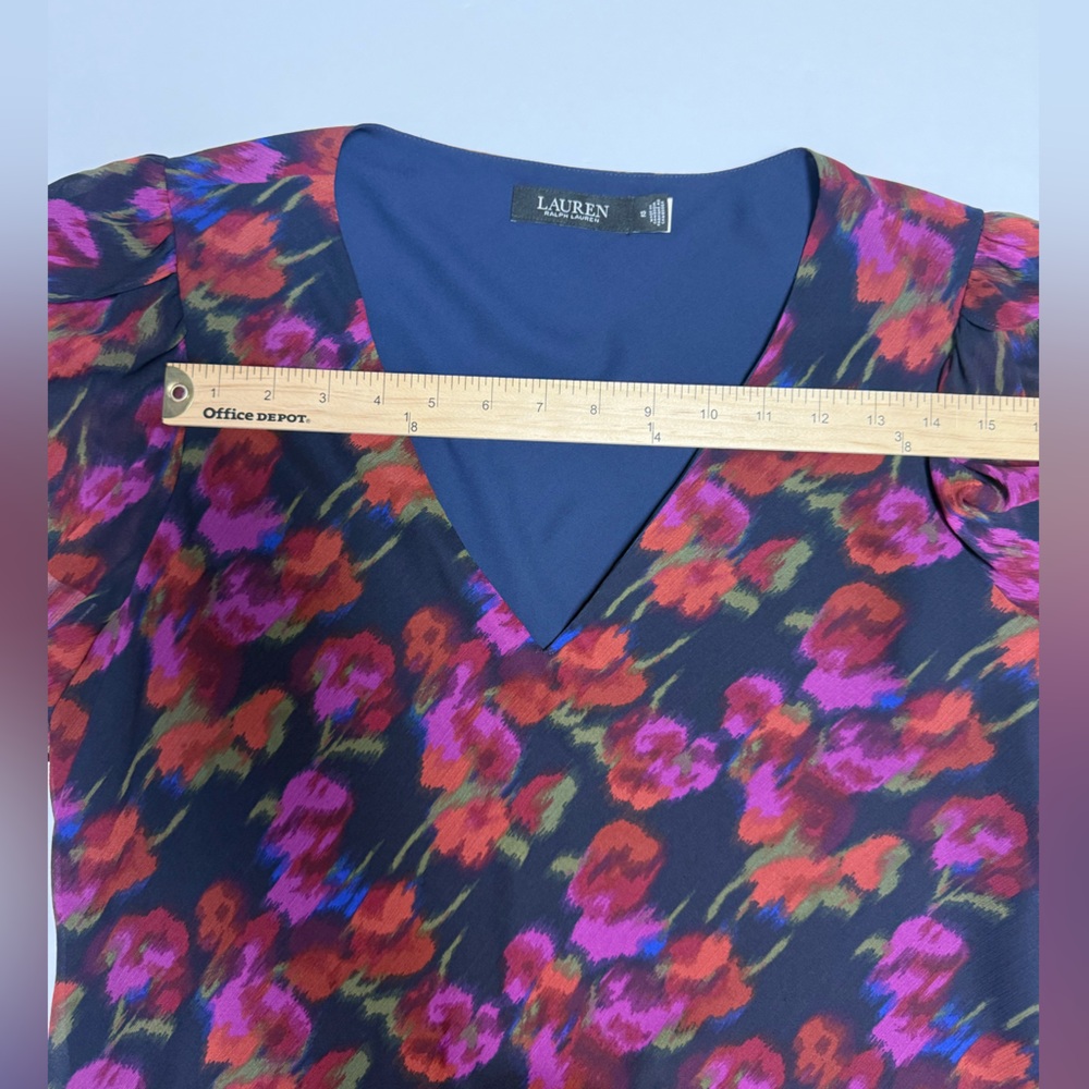 Ralph Lauren Multicolor Floral drop waist Midi Dress with ruffles size 12 - Picture 8 of 14